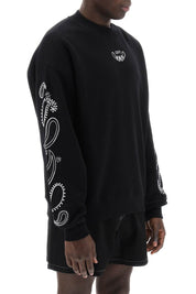 Off White Replace With Double Quotearrow Bandana Crewneck Sweat   Black