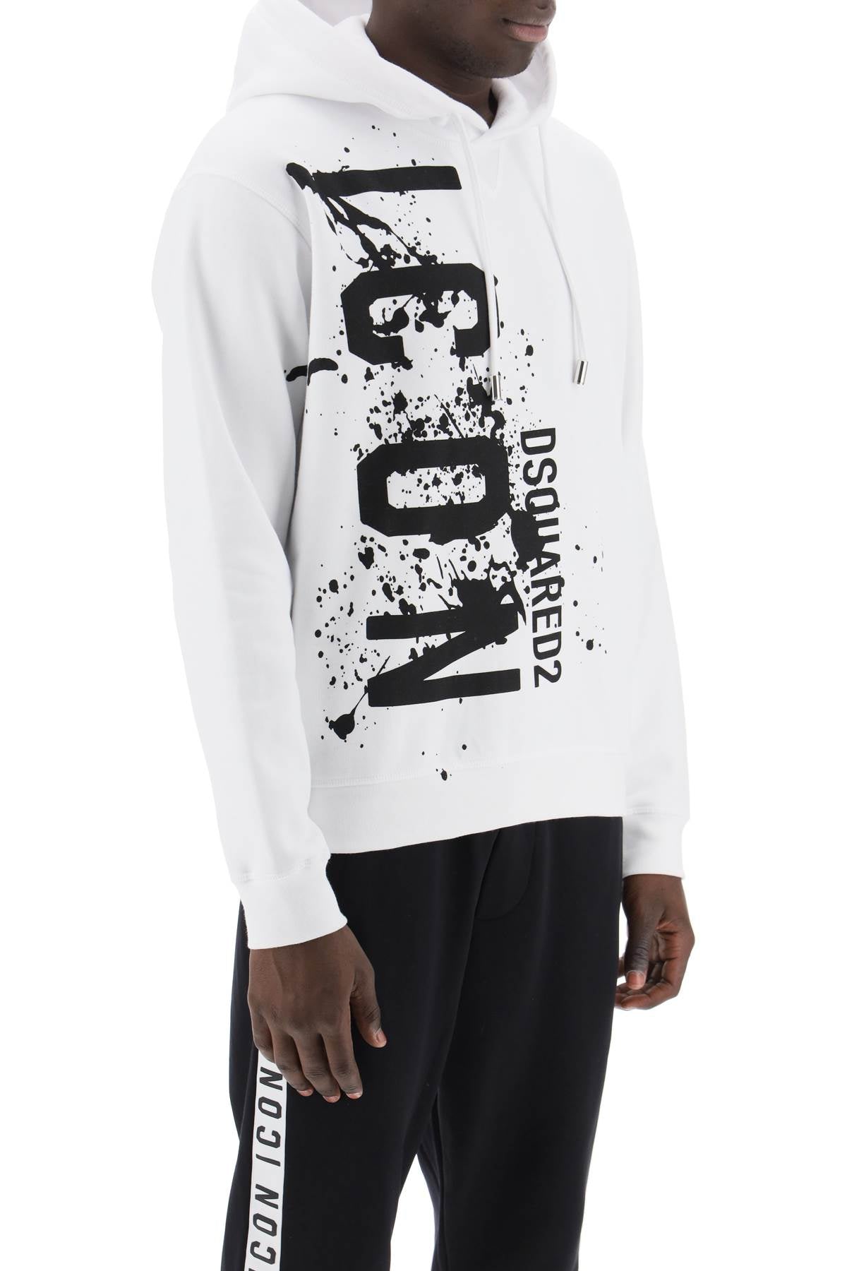 Dsquared2 Cool Fit Hoodie With Icon Splash Print   White