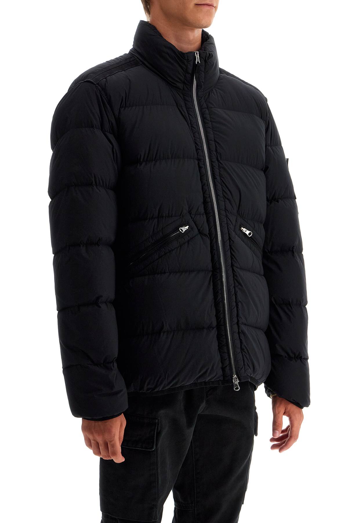 Stone Island Nylon Stretch Down Jacket   Black