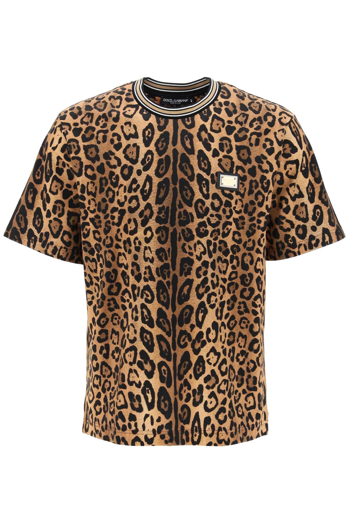 Dolce & Gabbana Leopard Print T Shirt With   Beige