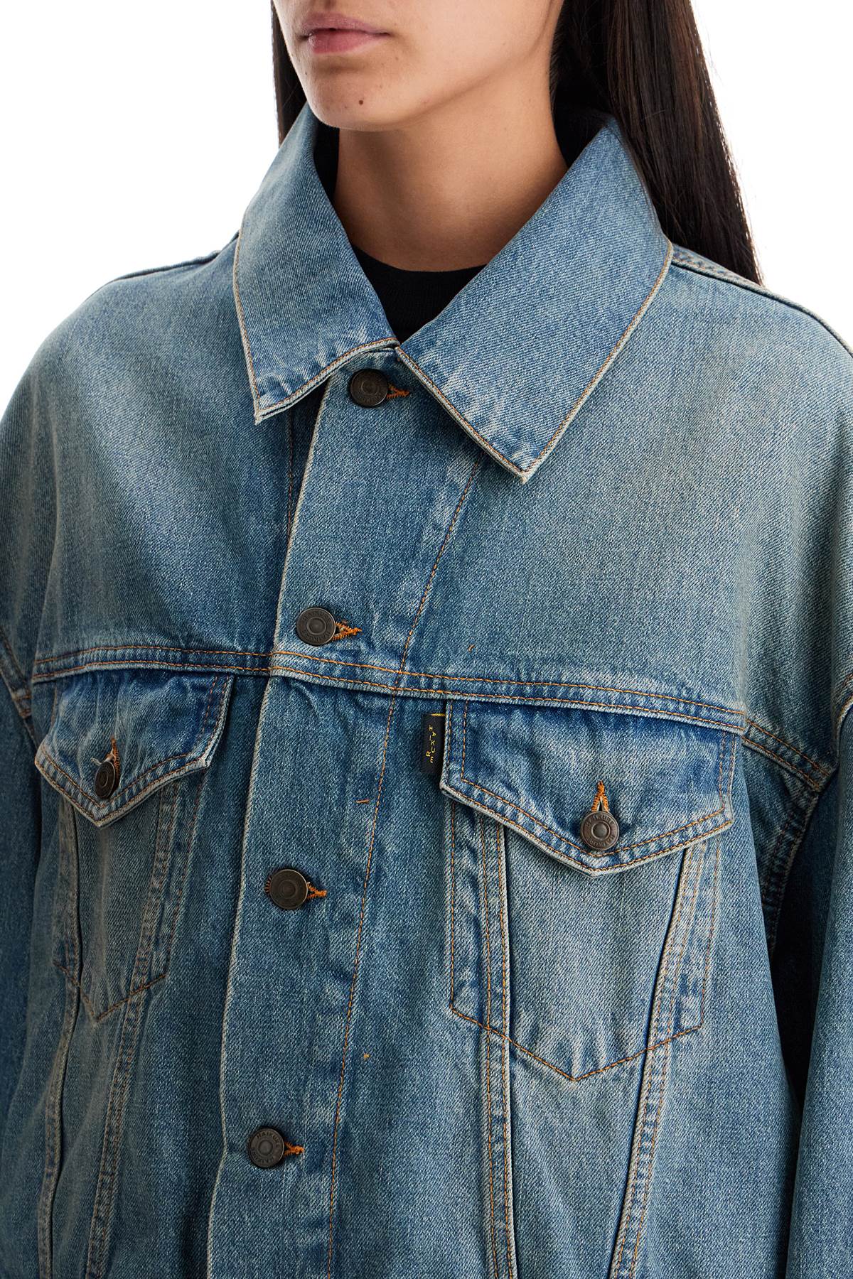 Haikure Denim Boxy Jacket With Spencer   Blue