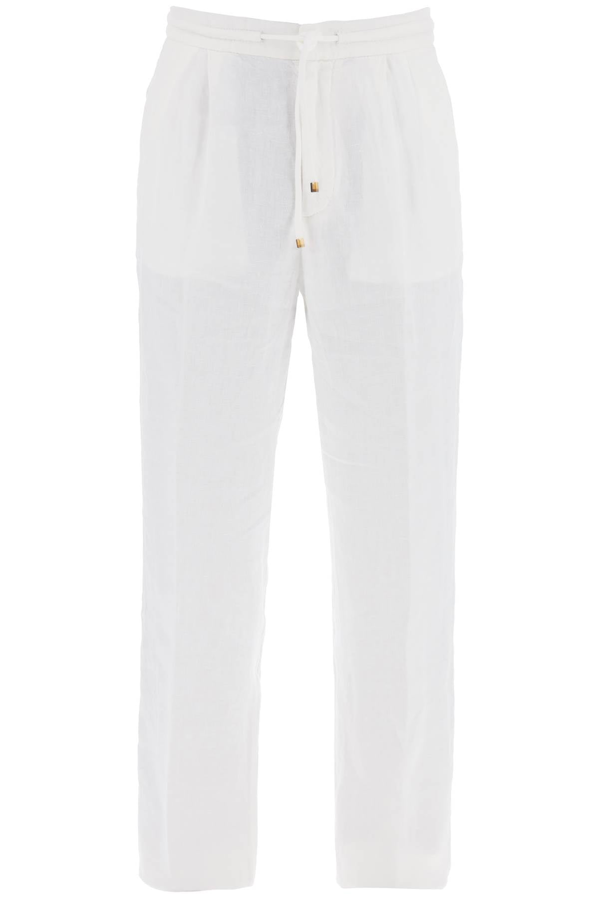 Brunello Cucinelli Replace With Double Quotestriped Linen Joggers With C   White