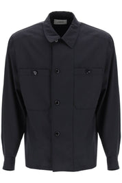 Lemaire Replace With Double Quotelightweight Wool Oversh   Black