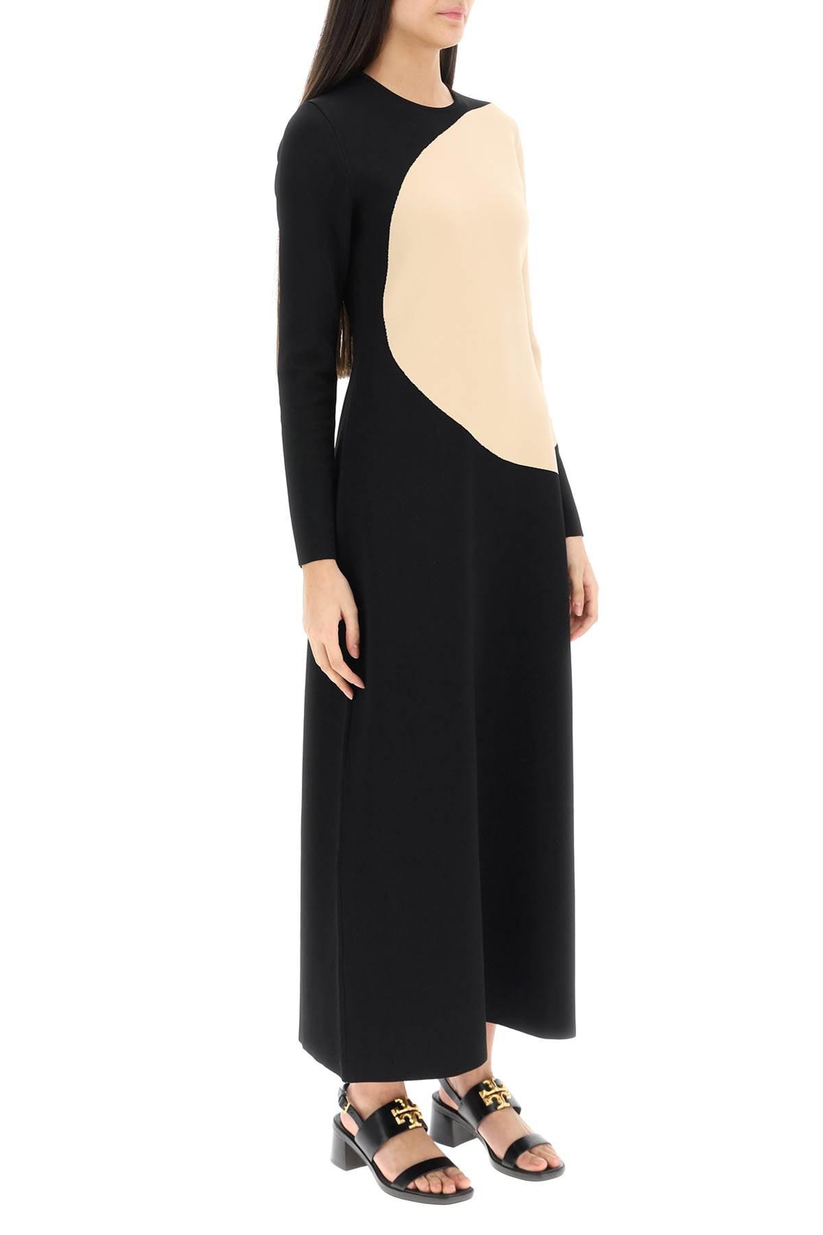 Tory Burch Color Block Knit Dress   Black