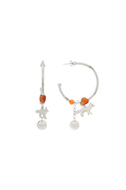 Maison Kitsune Fox & Beads Hoop Earrings   Silver