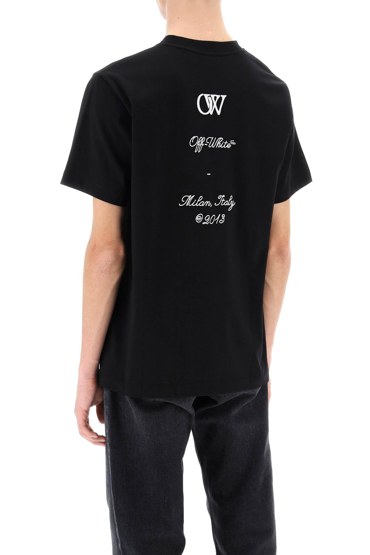 Off White Crew Neck T Shirt With 23 Logo   Black