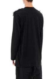 Comme Des Garcons Homme Plus Faux Fur Sleeve T Shirt   Black