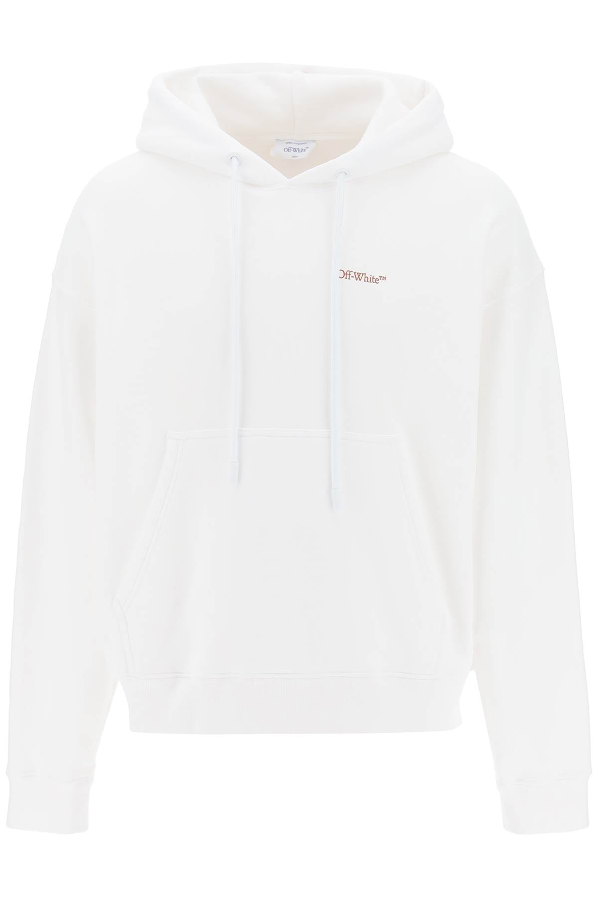 Off White Hoodie With Back Arrow Print   White