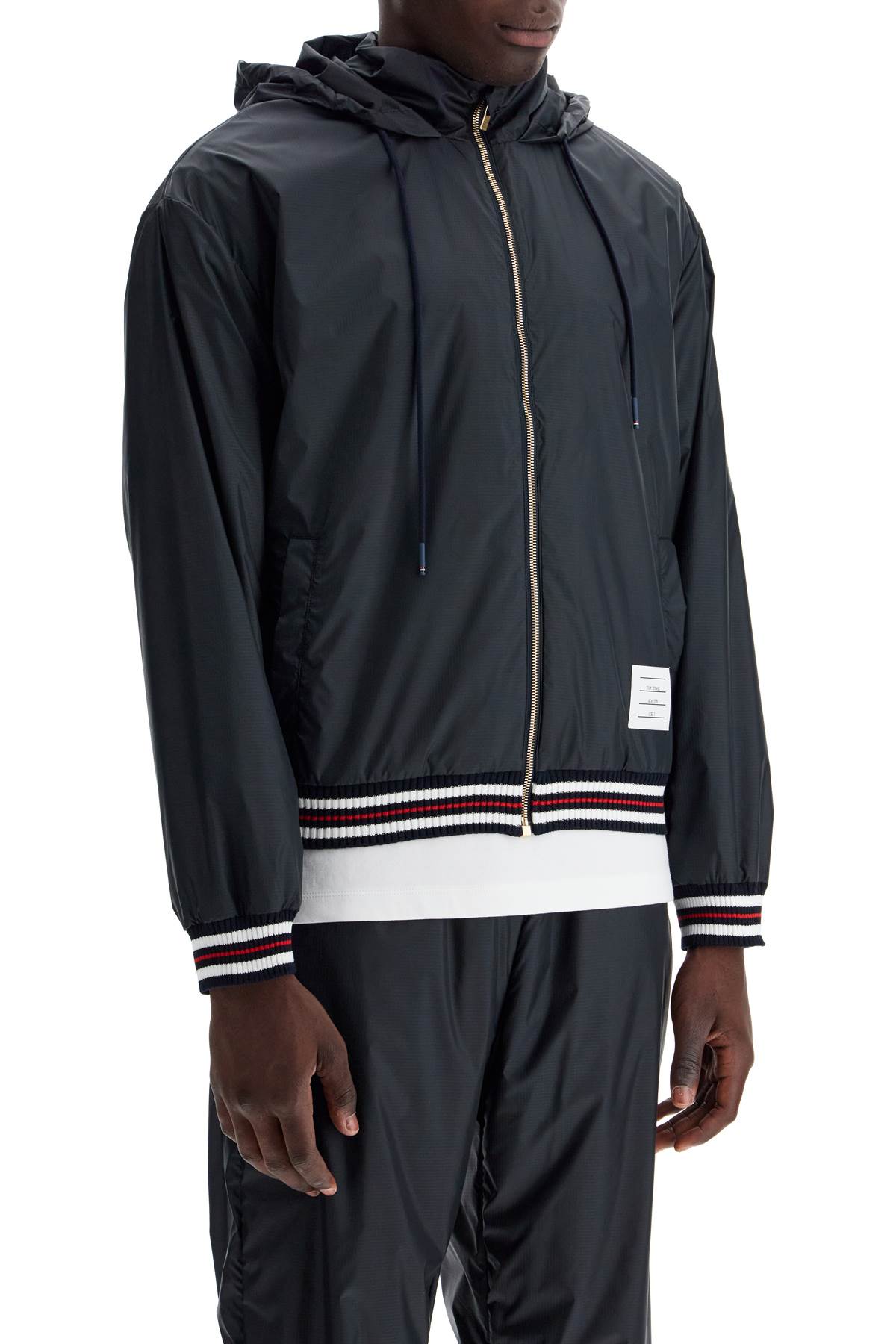 Thom Browne Windbreaker Jacket In Ripstop Fabric   Blue