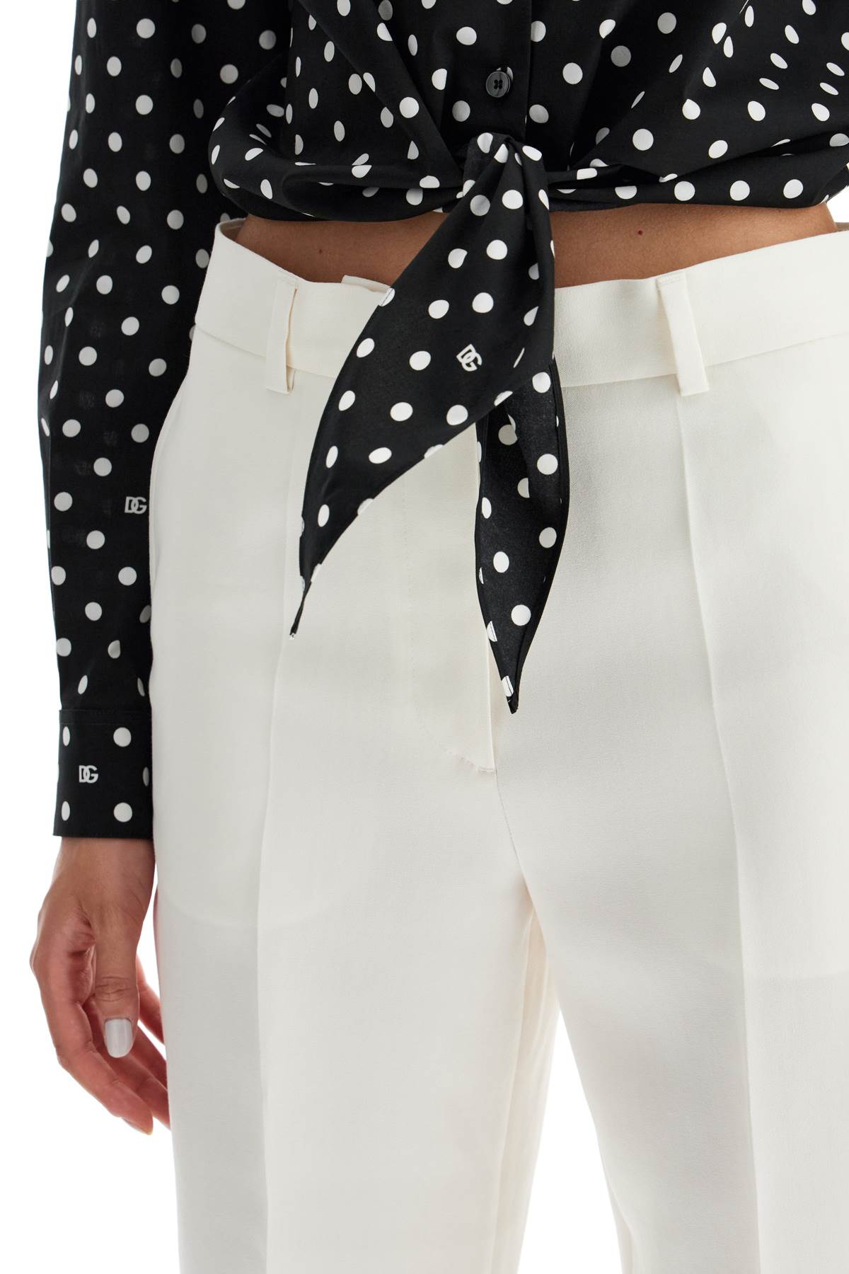 Dolce & Gabbana Polka Dot Knotted Shirt   Black