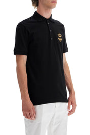 Dolce & Gabbana Slim Fit Polo Shirt With Embroidery   Black