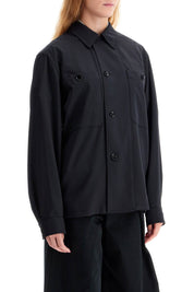 Lemaire Double Breasted Twill Oversh   Black