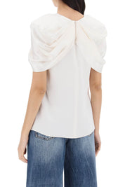 Stella Mc Cartney Satin Blouse With Petal Sleeves   White