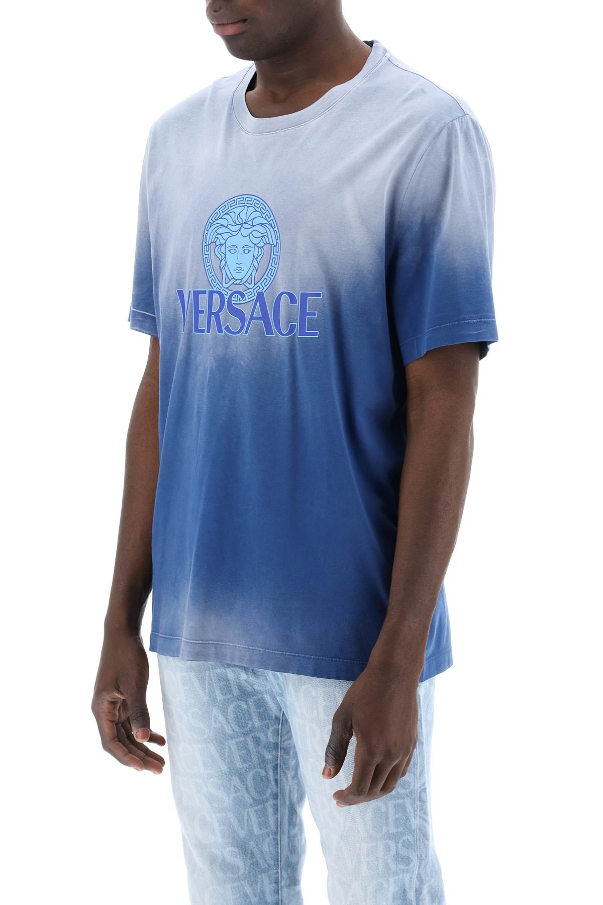 Versace Replace With Double Quotegradient Medusa T Shirt   Blue