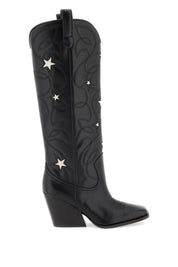 Stella Mc Cartney Texan Boots With Star Embroidery   Black