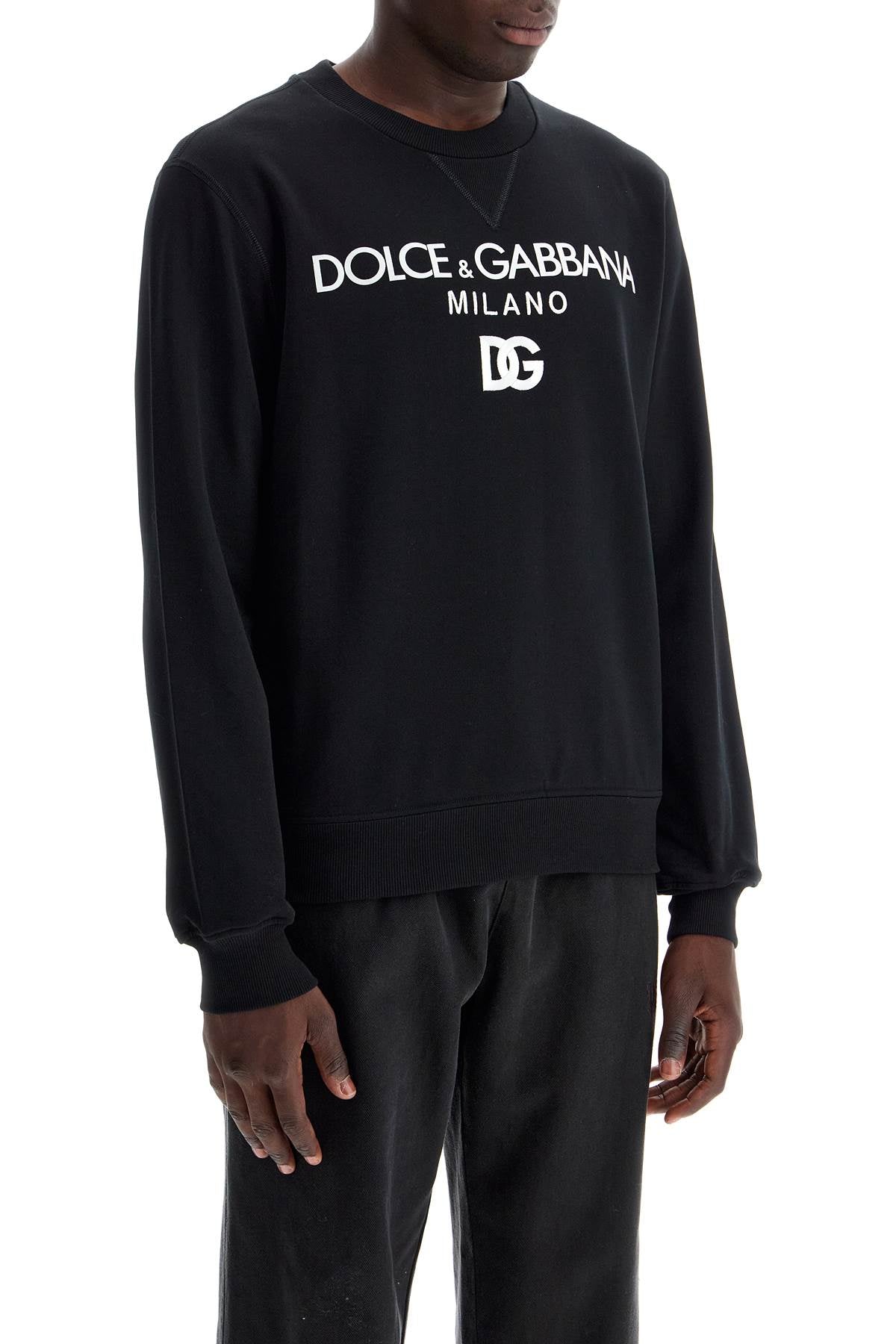 Dolce & Gabbana "round Neck Sweatshirt With Dg Embroidery And Lettering   Black