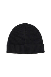 Off White Woolen Beanie Hat   Black