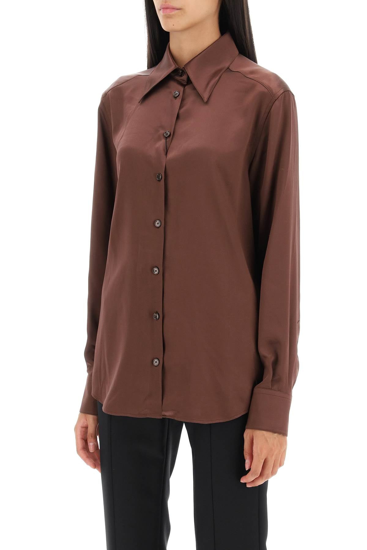 Dolce & Gabbana Silk Satin Shirt   Brown