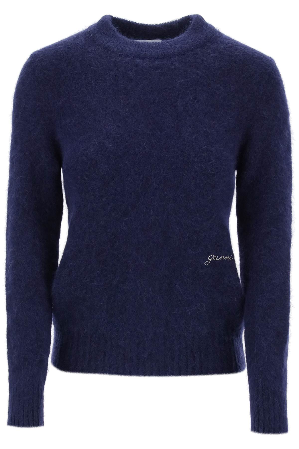 Ganni Brushed Alpaca And Wool Sweater   Blue