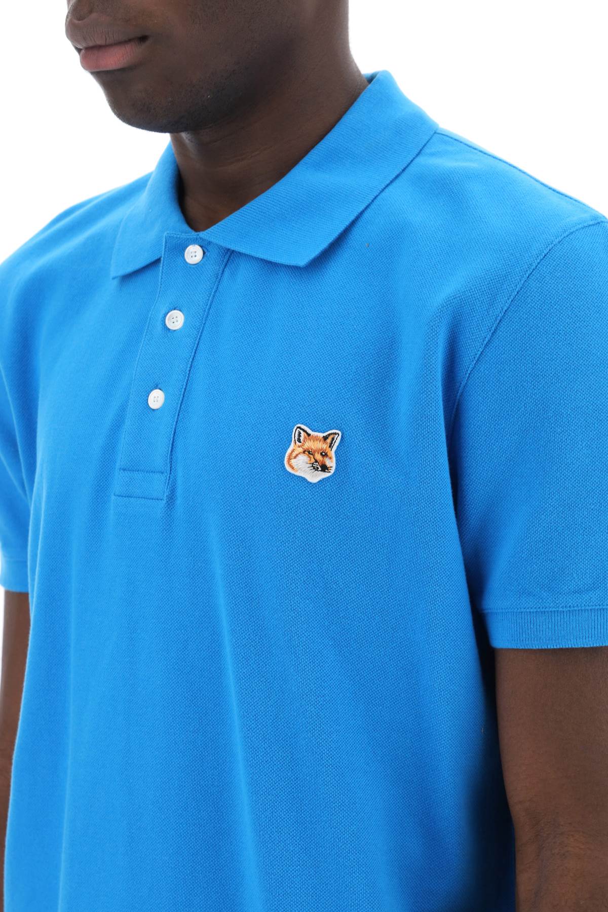 Maison Kitsune Replace With Double Quotefox Head Patch Polo Shirtreplace With Double Quote   Blue