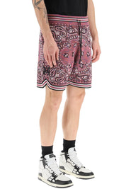 Amiri Bandana Jacquard Knit Bermuda Shorts   Purple