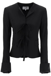 Mm6 Maison Margiela Single Breasted Blazer With Round Neck   Black