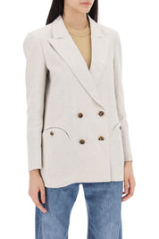 Blaze Milano Everyday Mid Day Sun Double Breasted Blazer   Beige