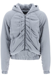 Dolce & Gabbana Cropped Satin Crepe Bomber Jacket   Grey