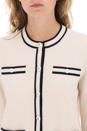 Tory Burch Kendra Merino Wool Cardigan   White