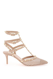 Valentino Garavani Mesh Rockstud Pumps With Crystals   Neutral