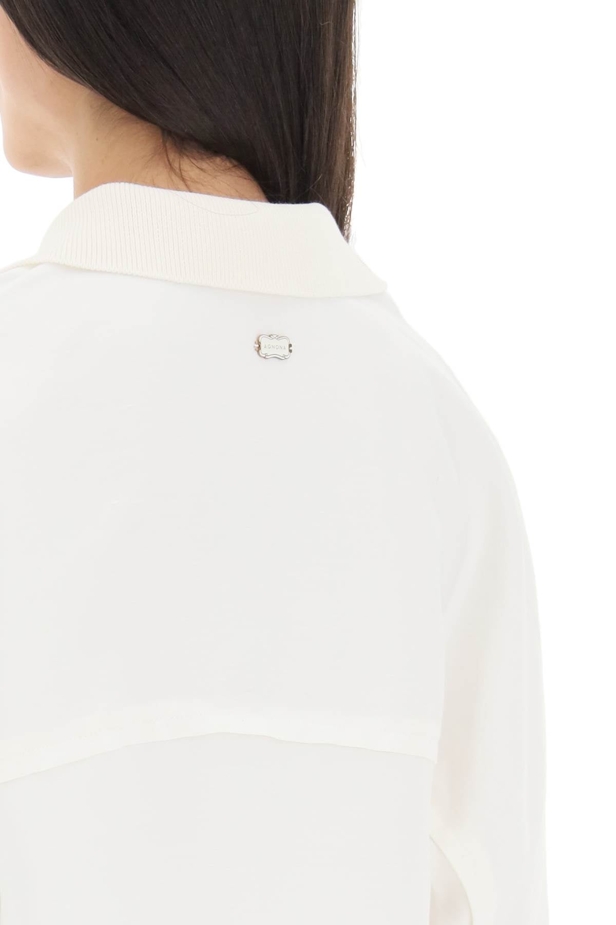 Agnona Linen Viscose Polo Blouse   White