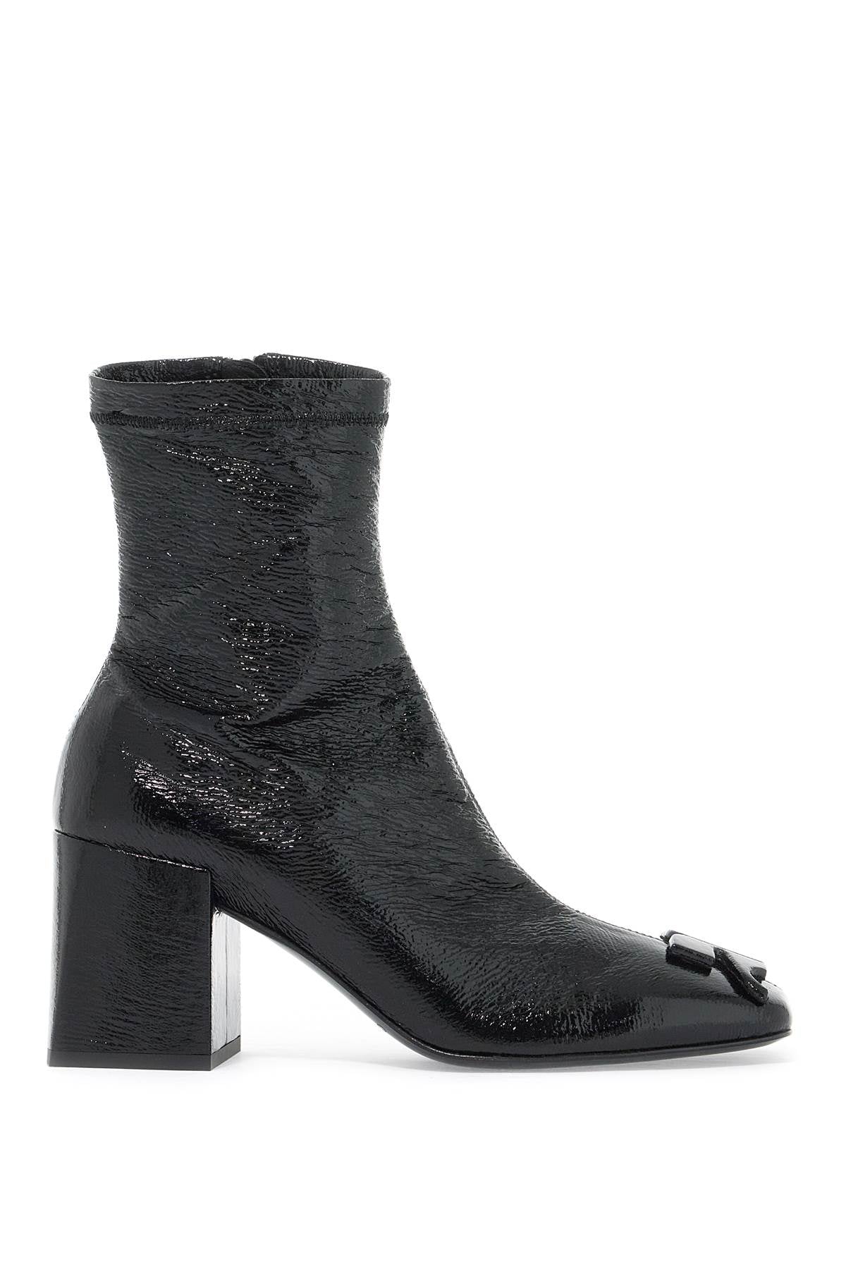 Courreges Stretch Vinyl Ankle Boots   Black