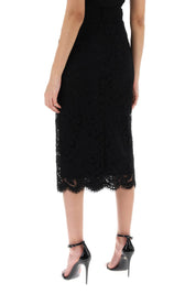 Dolce & Gabbana Lace Pencil Skirt With Tube Silhouette   Black