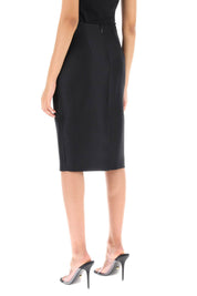 Versace Wool Silk Pencil Skirt   Black