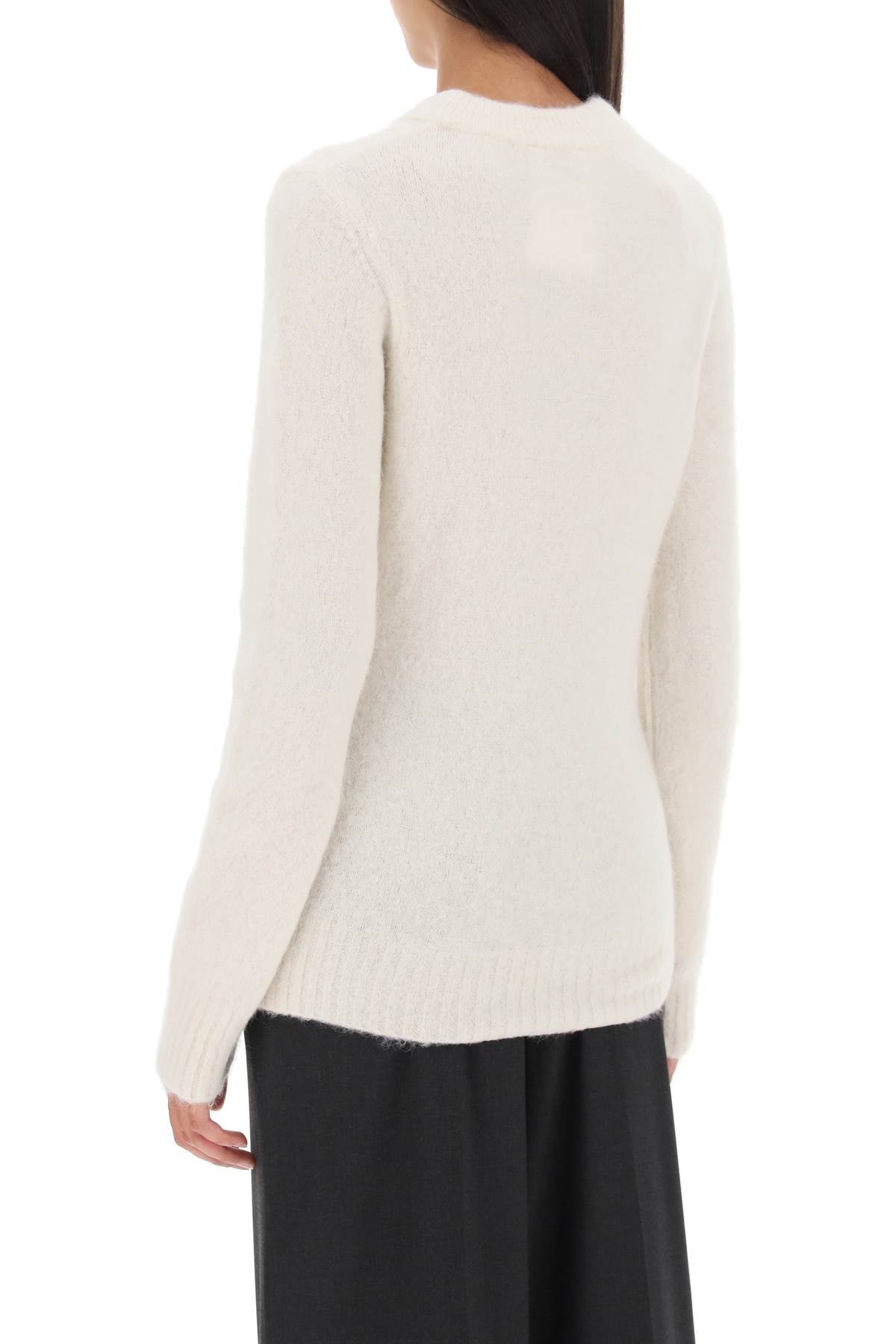 Ganni Sweater In Brushed Alpaca Blend   White