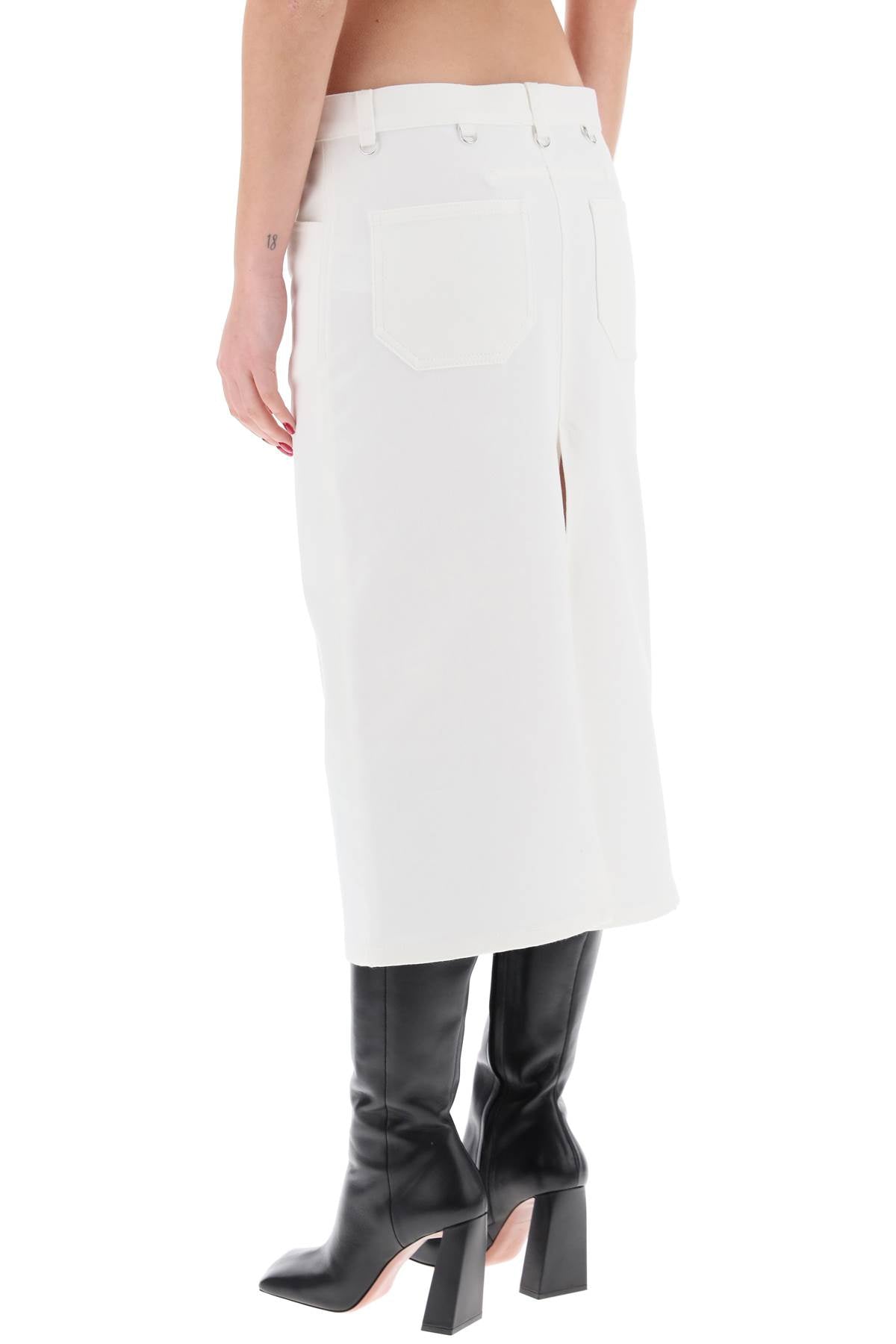 Courreges Replace With Double Quotedenim Midi Skirt With Multif   White