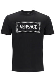 Versace Embroidered Logo T Shirt   Black