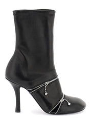 Burberry Leather Peep Ankle Boots   Black