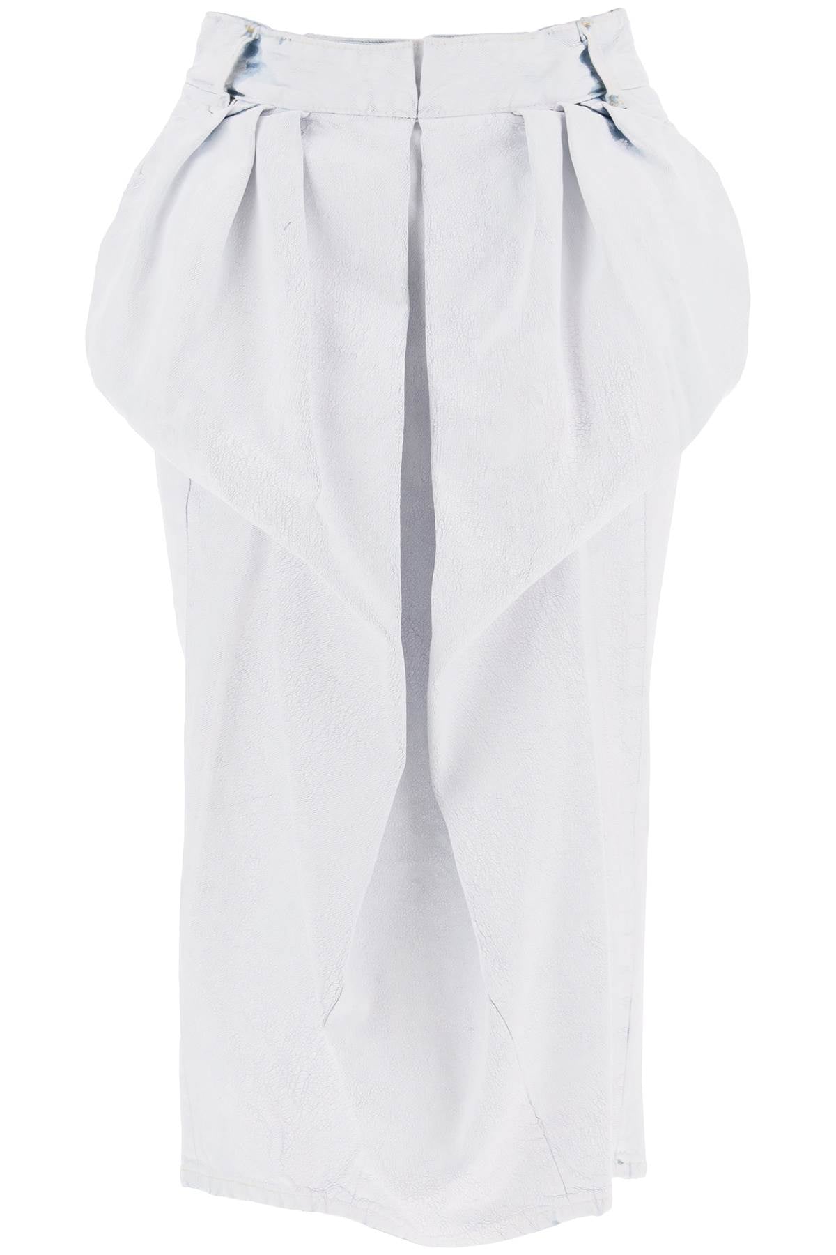 Maison Margiela Crinkled Denim Ruffled Skirt   White