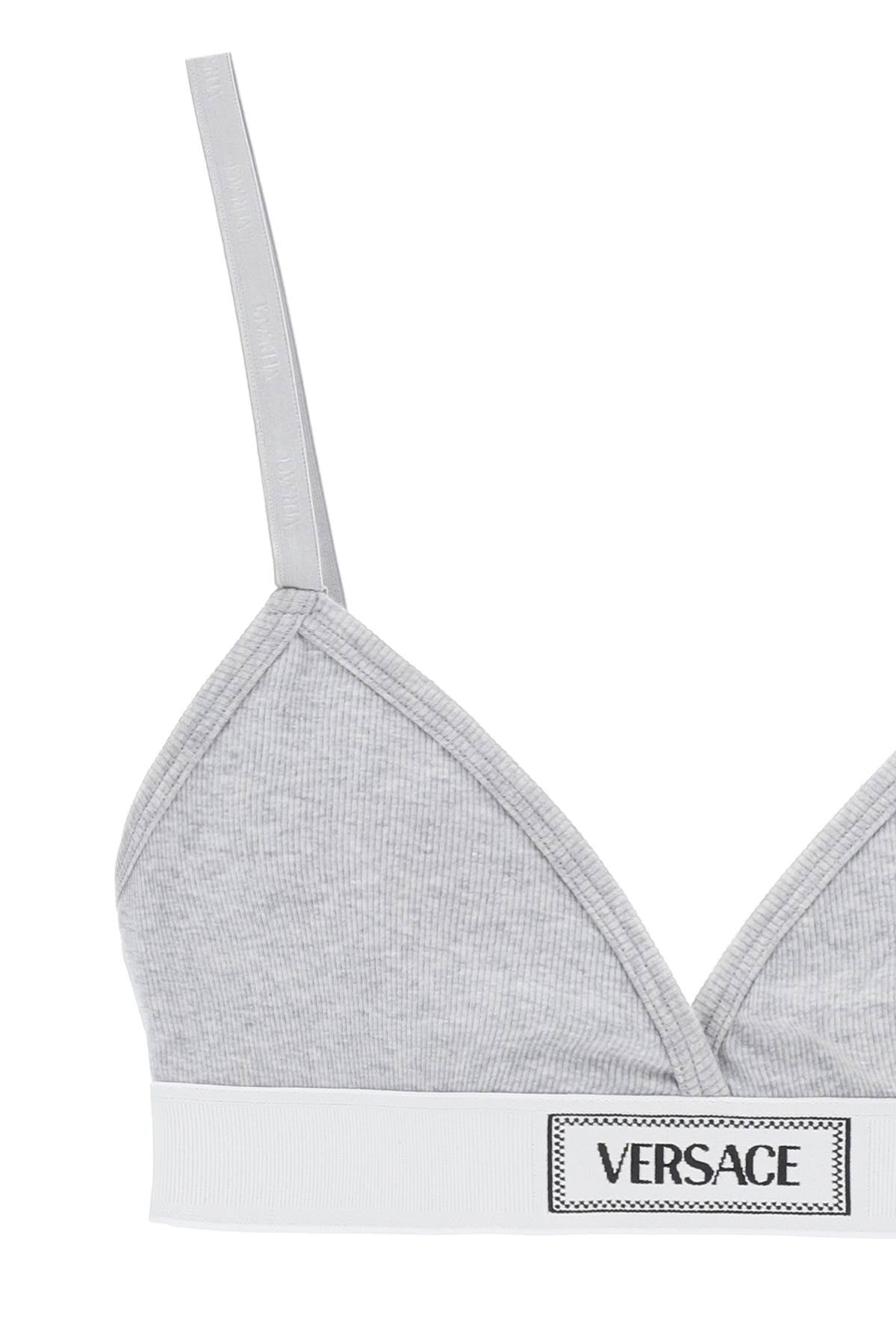 Versace '90s Logo Ribbed Bralette   Grey