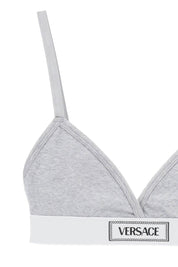 Versace '90s Logo Ribbed Bralette   Grey