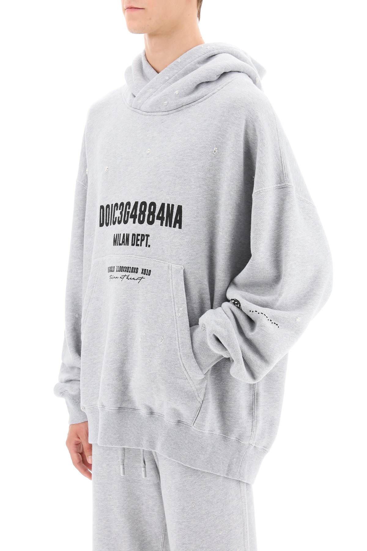 Dolce & Gabbana Distressed Effect Hoodie   Grey