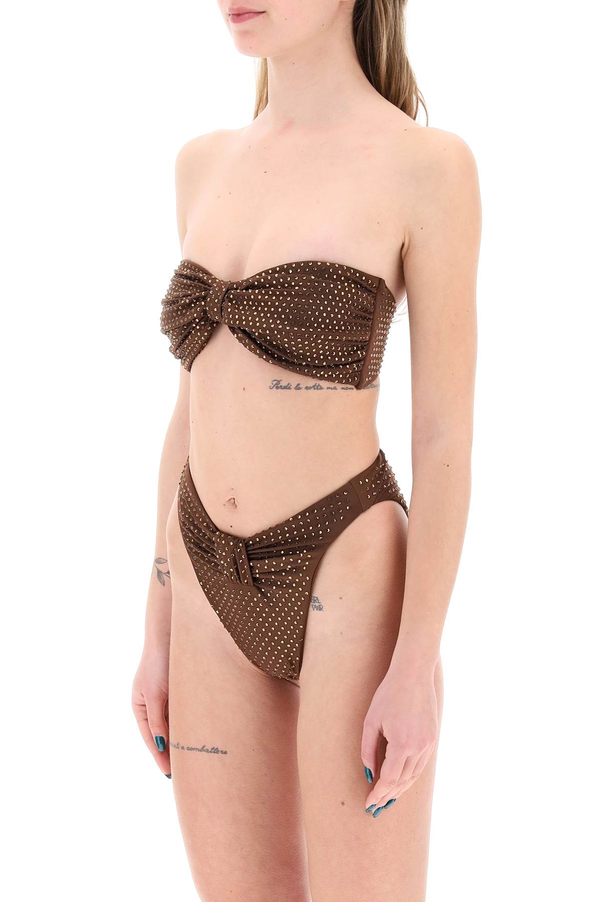 Self Portrait Strapless Bikini Top With Rhin   Brown