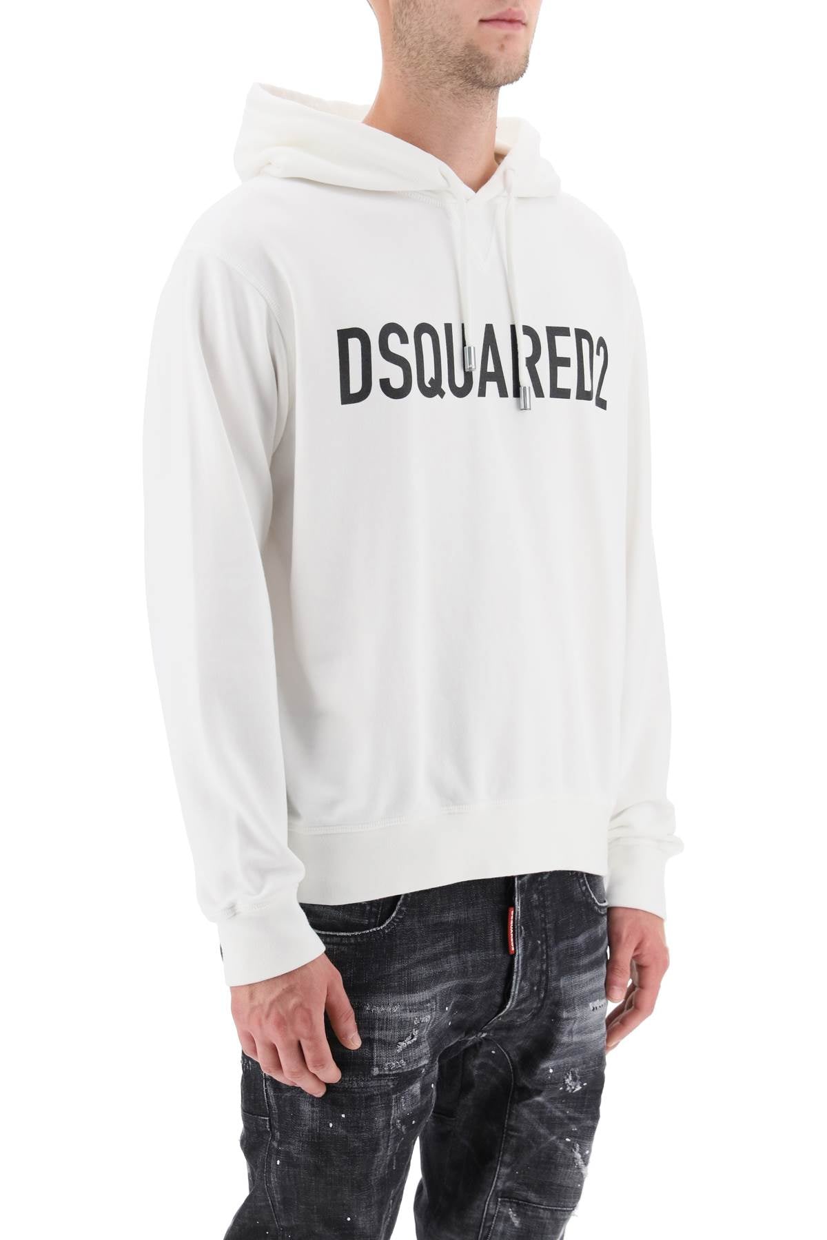 Dsquared2 Logo Print Hoodie   White