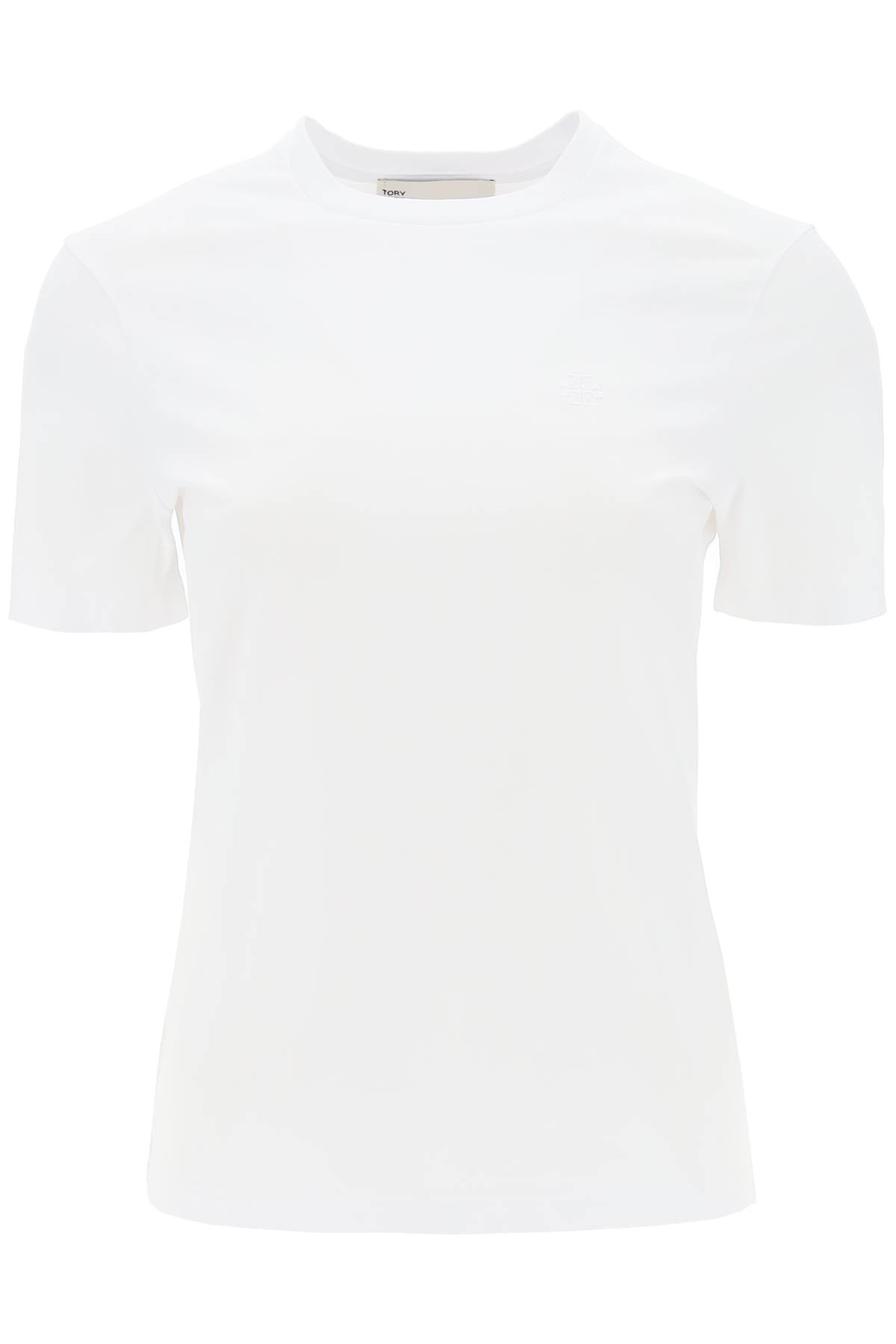 Tory Burch Regular T Shirt With Embroidered Logo   White