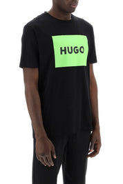 Hugo Dulive T Shirt With Logo Box   Black