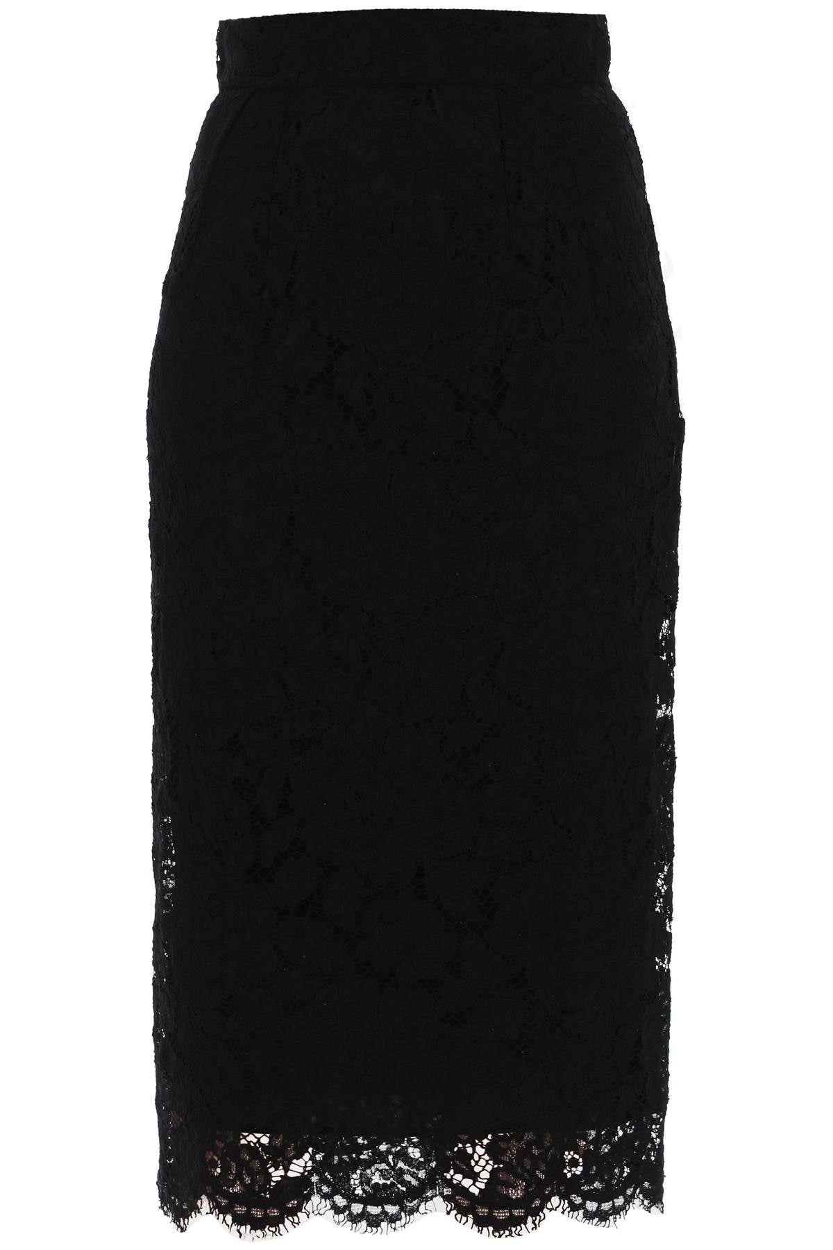 Dolce & Gabbana Lace Pencil Skirt With Tube Silhouette   Black