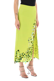 Art Dealer Midi Skirt With Maxi Sequins   Green