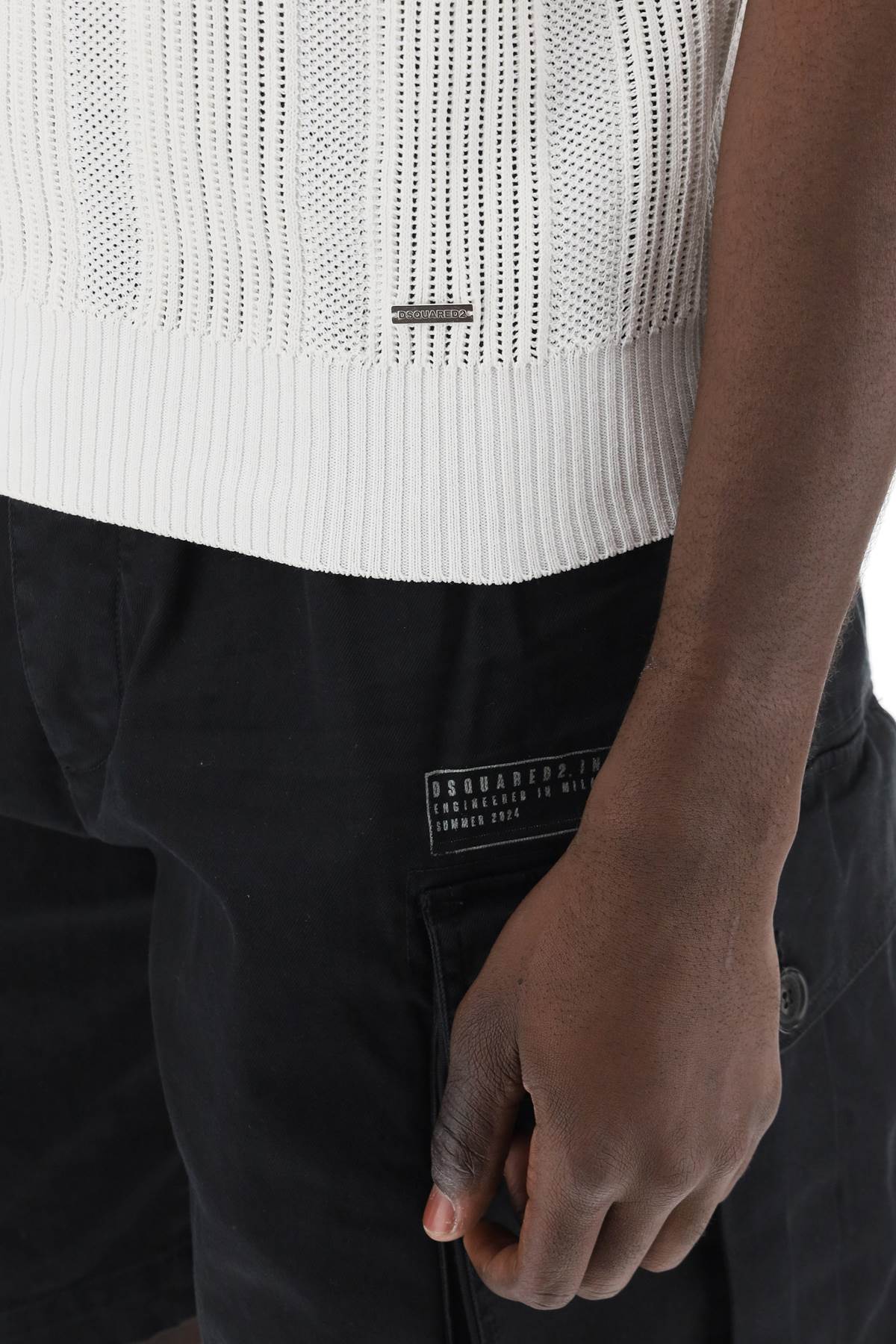 Dsquared2 Perforated Knit Polo Shirt   White