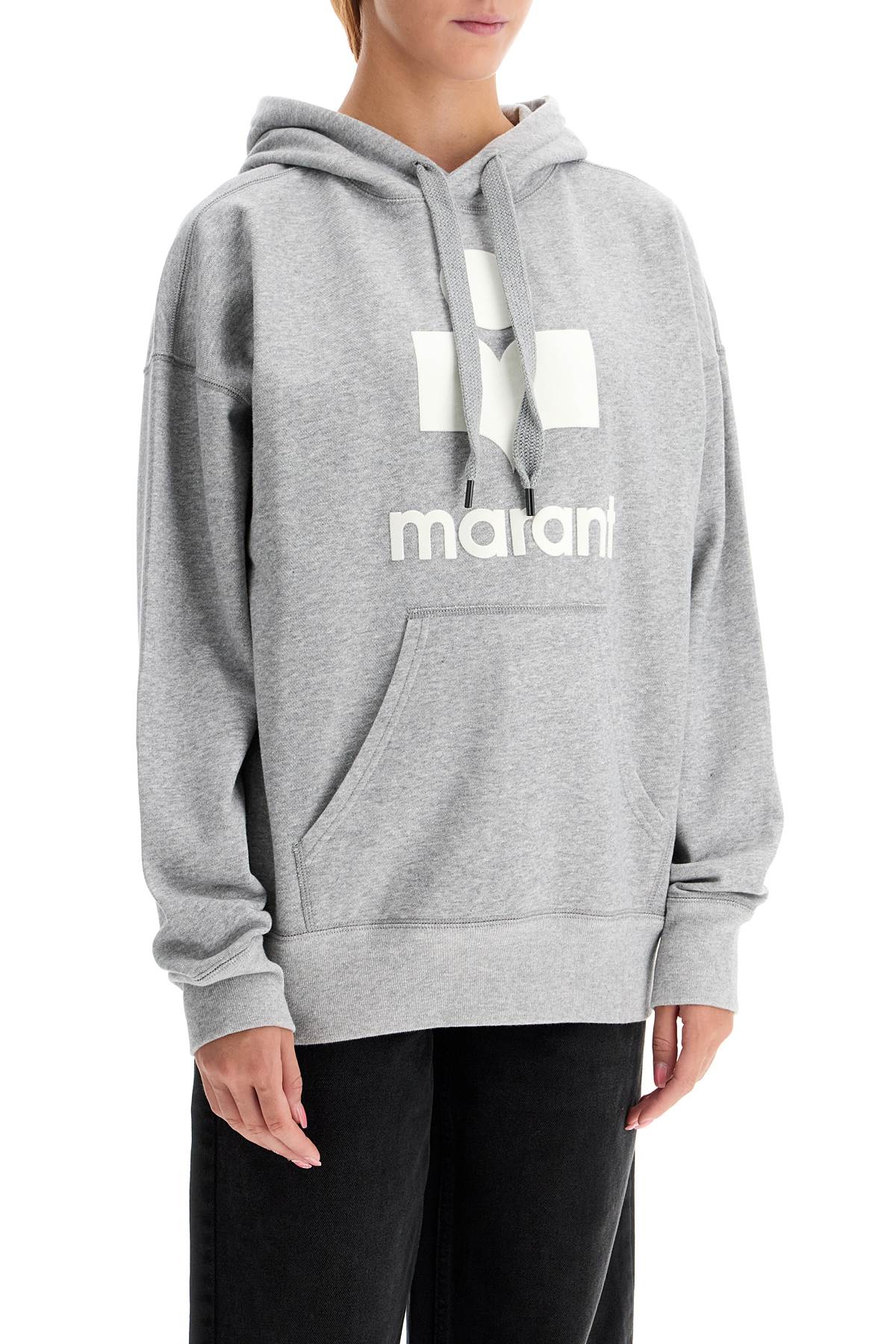 Isabel Marant Etoile Mansel Hoodie With Flocked Logo   Grey